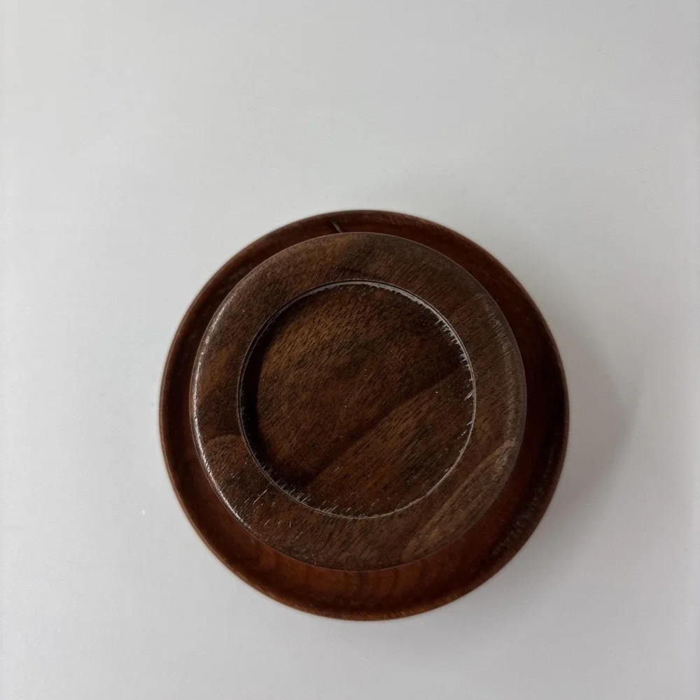 VTG Wood Round Bowl Pewter Humming Bird Lid Jewelry Keepsake Box Potpourri